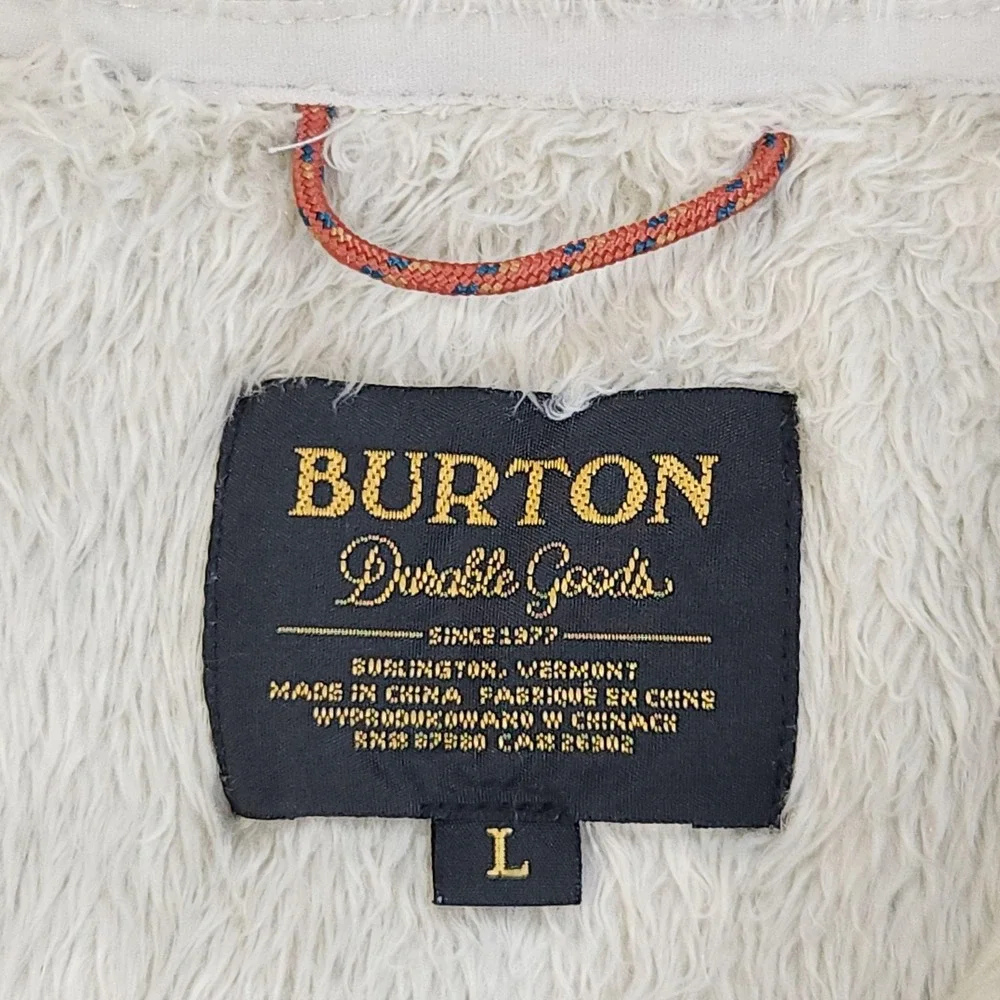 Burton Embry Jacket Womens Large Beige Aztec Southwestern Hooded Full Zip Fleece